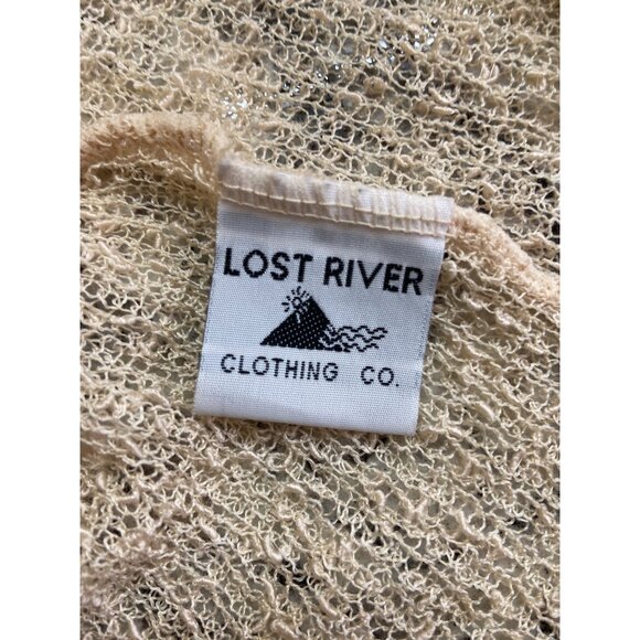 Lost River Wrap Cardigan Womens M Beige Open Front Long-Sleeve Sheer Mesh Boho - Picture 3 of 8